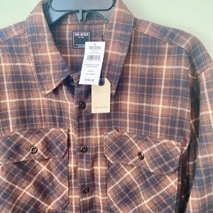 Todd Snyder brown multi check chamois shirt. Size Large.